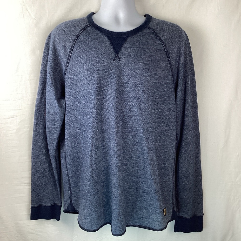 Lucky Brand Shirt Mens L Blue Raglan Henley Notch Casual Baseball Outdoor